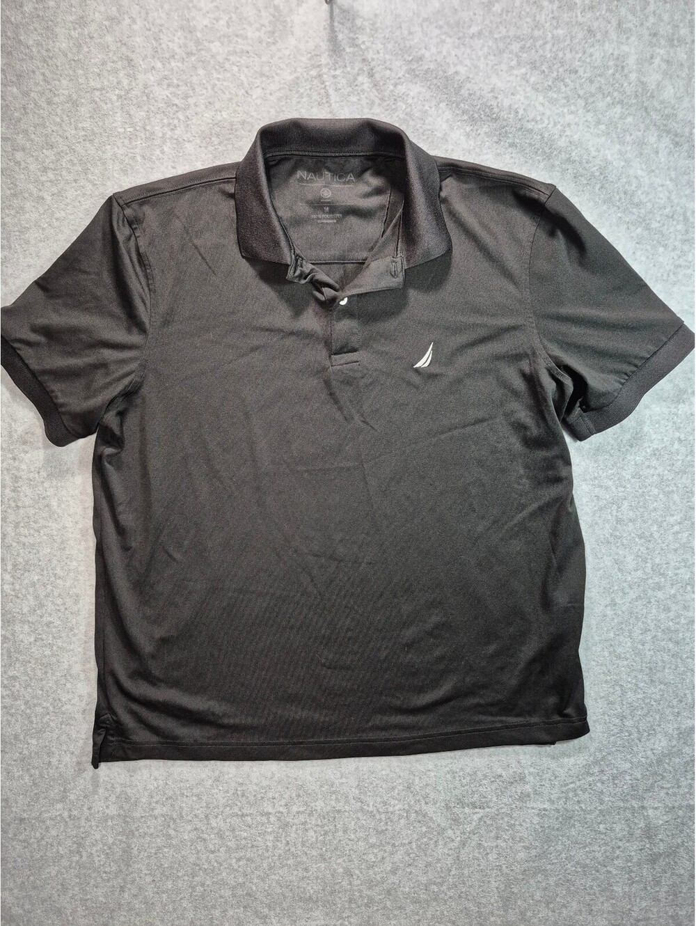 Nautica Men’s Black Performance Polo Shirt Size M Short Sleeve Logo